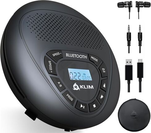 KLIM Speaker + Portable CD Player with Speakers + New 2024 + Walkman + Rechargeable Battery + Portable CD Player with Headphones + CD Player Portable + SD/TF Card + AUX + Ideal Car CD Player in Saudi Arabia