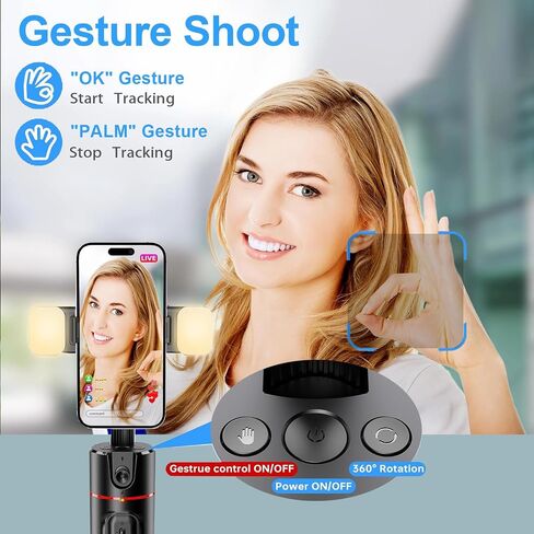 Auto Face Tracking Phone Holder & Mount, 360°Fast Rotation, Gimbal Stabilizer for Influencer Content Creating Vlog, YouTube, TikTok, Gesture Recognization, GH-USTTA-BK in Kuwait