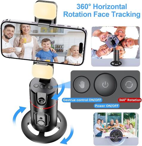 Auto Face Tracking Phone Holder & Mount, 360°Fast Rotation, Gimbal Stabilizer for Influencer Content Creating Vlog, YouTube, TikTok, Gesture Recognization, GH-USTTA-BK in Kuwait