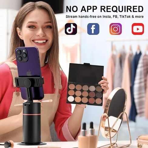 Auto Face Tracking Phone Holder & Mount, 360°Fast Rotation, Gimbal Stabilizer for Influencer Content Creating Vlog, YouTube, TikTok, Gesture Recognization, GH-USTTA-BK in Kuwait