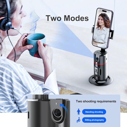 Auto Face Tracking Phone Holder & Mount, 360°Fast Rotation, Gimbal Stabilizer for Influencer Content Creating Vlog, YouTube, TikTok, Gesture Recognization, GH-USTTA-BK in Kuwait