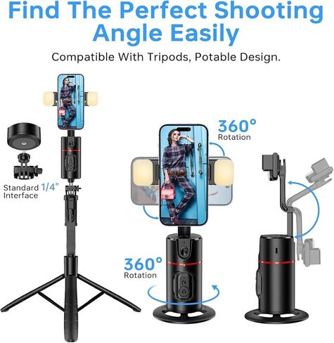 Auto Face Tracking Phone Holder & Mount, 360°Fast Rotation, Gimbal Stabilizer for Influencer Content Creating Vlog, YouTube, TikTok, Gesture Recognization, GH-USTTA-BK in Kuwait