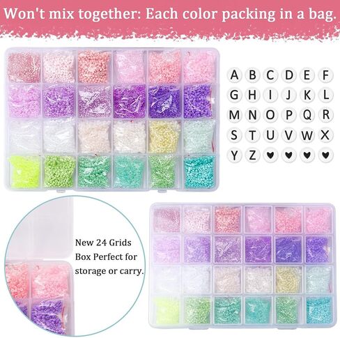 مجموعة أدوات الخرز الزجاجي من Yholin، 3360 قطعة 4 مم 6/0 خرز حرفي صغير مع إبرة خرز، ملاقط وسلسلة مرنة لقلادة سوار DIY مستلزمات صناعة المجوهرات in Kuwait