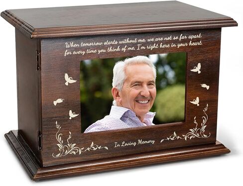 Cremation Memorial Urns for Human Ashes with Photo Frame Funeral Memorial Wooden Casket Box for Female Male Large Burial Urn for Adults Up to 270 LBS in Saudi Arabia
