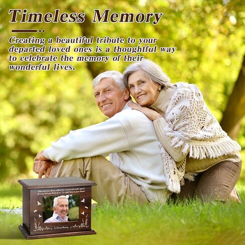 Cremation Memorial Urns for Human Ashes with Photo Frame Funeral Memorial Wooden Casket Box for Female Male Large Burial Urn for Adults Up to 270 LBS in Saudi Arabia