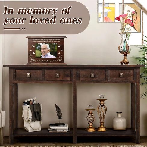 Cremation Memorial Urns for Human Ashes with Photo Frame Funeral Memorial Wooden Casket Box for Female Male Large Burial Urn for Adults Up to 270 LBS in Saudi Arabia
