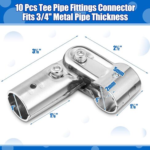 Gisafai 10 Pcs 1'' x 1'' Tee Pipe Fittings Connector 2 Way Chain Link Fence T Clamp Pipe Clamp Tools Fits 3/4'' Metal Pipe Thickness 2mm, Galvanized Cold Rolled Steel in Saudi Arabia