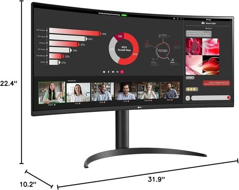 LG 34WR55QC-B 34" Curved UltraWide WQHD HDR 10 100Hz Monitor with USB Type-C, 3440x1440 Curved Display, 100Hz Refresh Rate, AMD FreeSync, Borderless Design in Kuwait