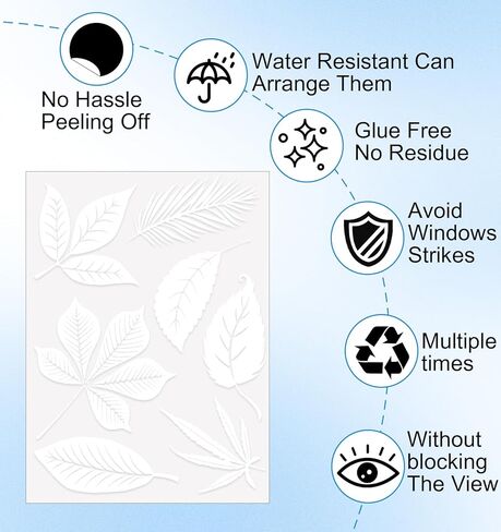 26PCS Leaf Window Bird Decals for Birds Strikes - Anti-Collision Window Clings to Prevent Bird Strikes Static Cling Window Decals in Saudi Arabia