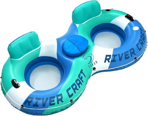 Heavy Duty River Tube, Inflatable Floating Tube with Backrests, Cupholders & Handles - Extra Large, Deluxe Pool Tube for Summer Relaxation in Saudi Arabia