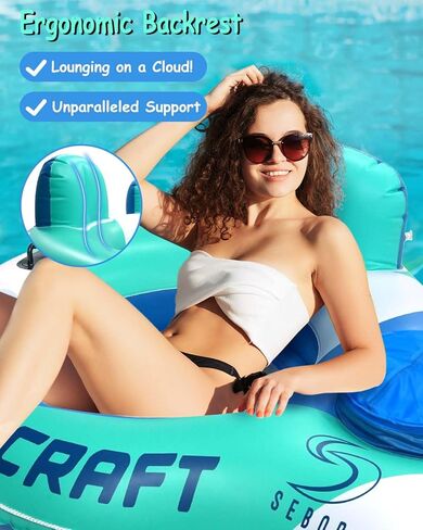 Heavy Duty River Tube, Inflatable Floating Tube with Backrests, Cupholders & Handles - Extra Large, Deluxe Pool Tube for Summer Relaxation in Saudi Arabia