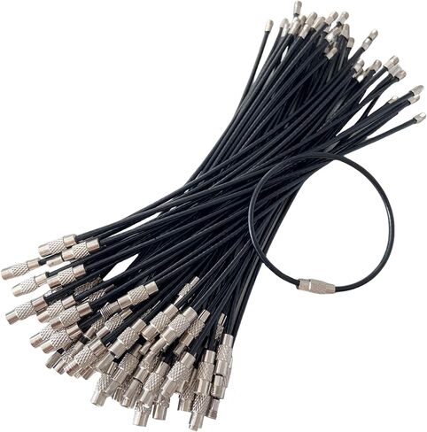 CrocSee Pack (100) Stainless Steel Wire Keychains Cable, Key Chain Rings, Heavy Duty Luggage Tags Loops Tag Keepers 2mm Twist Barrel (Cable Length: 6 inches) in Saudi Arabia