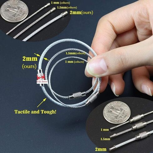 CrocSee Pack (100) Stainless Steel Wire Keychains Cable, Key Chain Rings, Heavy Duty Luggage Tags Loops Tag Keepers 2mm Twist Barrel (Cable Length: 6 inches) in Saudi Arabia