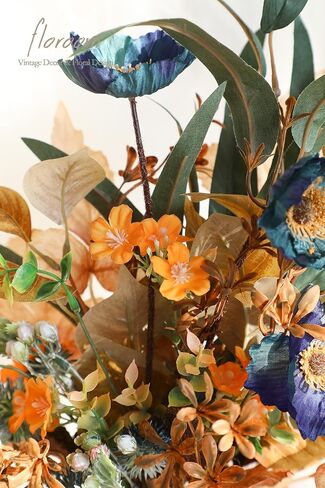 Floroom Artificial Greenery Stems Box Set, 39pcs with 8 Kinds of Faux Greenery Flowers Picks for DIY Bridal Bouquets Wedding Floral Arrangement Table Centerpieces, Earth Tones & Teal in Kuwait