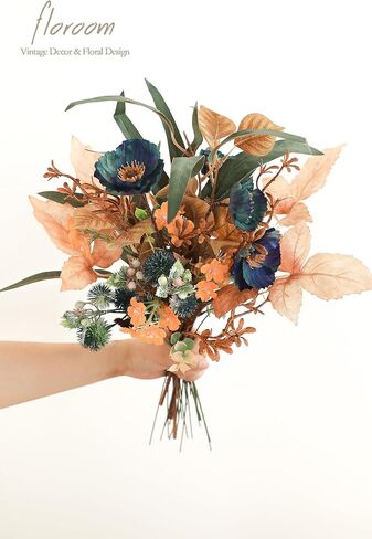 Floroom Artificial Greenery Stems Box Set, 39pcs with 8 Kinds of Faux Greenery Flowers Picks for DIY Bridal Bouquets Wedding Floral Arrangement Table Centerpieces, Earth Tones & Teal in Kuwait