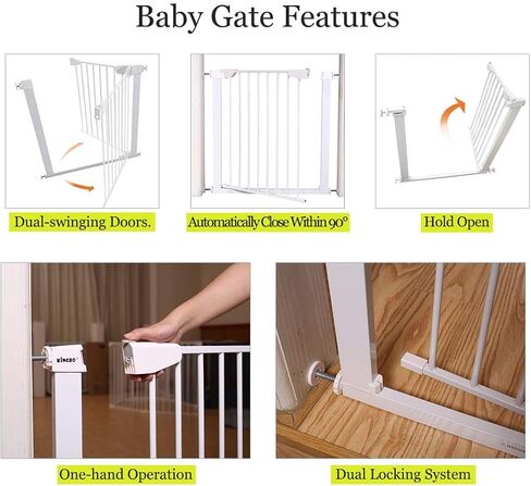 ALLAIBB المشي عبر بوابة الأطفال، بوابات سلامة الحيوانات الأليفة المعدنية السوداء ذات التوتر التلقائي مع حامل ضغط للسلالم والمداخل والمطبخ (أسود، 65.35 بوصة - 68.11 بوصة) in Kuwait