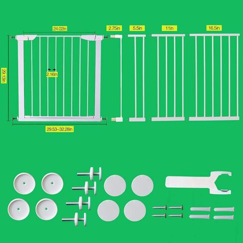 ALLAIBB المشي عبر بوابة الأطفال، بوابات سلامة الحيوانات الأليفة المعدنية السوداء ذات التوتر التلقائي مع حامل ضغط للسلالم والمداخل والمطبخ (أسود، 65.35 بوصة - 68.11 بوصة) in Kuwait