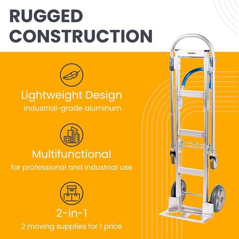 Senior Convertible Hand Truck - Heavy Duty Loads 1,000 lbs. Aluminum Moving Dolly Converts from Hand Truck to Platform Push Cart in Seconds-Utility Cart with Anti Slip Handle (UNASSEMBLED) in Saudi Arabia