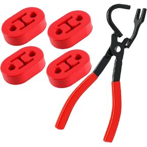 5Pcs Exhaust Hanger Removal Tool and Rubber Exhaust Hanger For Muffler Hanger Removal 2 Holes Universal (BLACK)