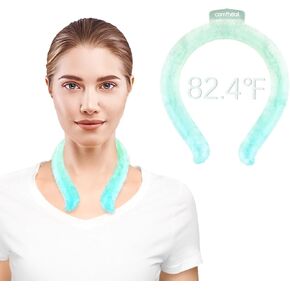 Neck Cooling Tube, Natural Freeze Below 82.4°F, Reusable Ice Neck Cooling Wrap Wearable Neck Cooler Ring for Outdoor Indoor, Relief for Hot Flashes, Neck Coolers for Hot Weather
