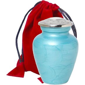 Pearl White Mini Urn for Human Ashes | Serenity Funeral Ash Storage Box | Velvet Pouch | Paper Funnel | Gift Box | Beautifully Hand Engraved Sacred Remains Containers Small