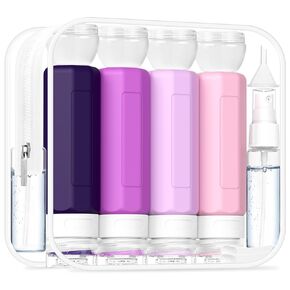 Redfly 17PCS Travel Bottles for Toiletries, TSA Approved Travel Size Containers, Leak Proof Travel Containers for Toiletries, Silicone Travel Kit for Shampoo, Conditioner, Lotion & Creams Apricot