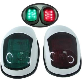 Pactrade Marine Boat Navigation Lights Red and Green LED Side Lights (Vertical Mount) - 2 NM White Housing | Green Starboard Red Port Navigation Lights for Boats LED