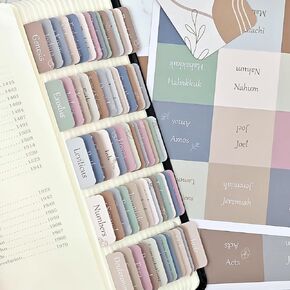 Bible Tabs, Bible Study Journaling Supplies, Large Print Bible Tabs for Women and Men, 66 Bible Index Tabs Old and New Testament, Bible Accessories, Include 14 Blank Bible BookTabs - Brown
