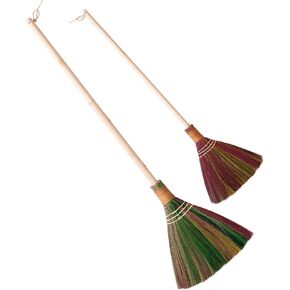 Vietnamese Colorful Straw Soft Broom, Asian Natural Whisk Broom Sweeping Grass, Straw Soft Broom for Cleaning, Decorations Item Indoor Outdoor with 39.37 inch Lengh