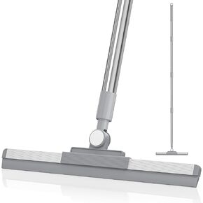Floor Squeegee with 180° Rotating Head, Squeegee for Floor with 52'' Long Handle, Squeegee Broom, Squeegee for Window Cleaning, Bathroom Tile, Garage Concrete, Deck, Shower Glass