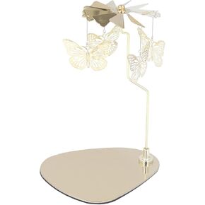 Spinning Candle Holder, Candle Carousel, Romantic European Rotating Candle Holder, Candle Holder Round (Golden butterfly (cup without candle))
