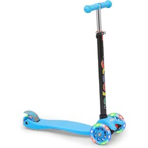 MADOG Toddler Scooter Adjustable Height with Extra Wide PU Light-Up Wheels, Lean to Steer 3 Wheel Scooter for Toddlers Ages 3-5, Toddlers Girls Boys Sports Toys, Anti-Slip & Durable Deck, Blue