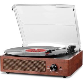 Vinyl Record Player Bluetooth Turntable with 2 Built-in Speakers 3-Speed Vintage LP Player for Entertainment and Home Decoration