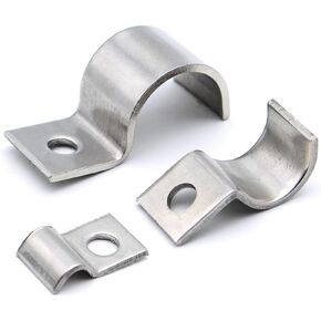 10pcs P-Type Clip Stainless steel Single-hole unilateral pipe clamp saddle card Instrument Line/Wire/Tubing/Gas pipe Cable Clamp Building Installation Fixed Clip (M8)