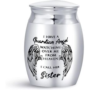 Mini Cremation Urn for Ashes Women I Have a Guardian Angel Watching Over Me from Heaven I Call Her Sister