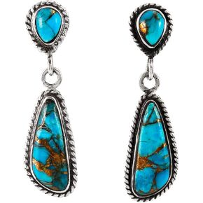 أقراط فيروزية من الفضة الإسترليني عيار 925 وفيروز أصلي in Kuwait