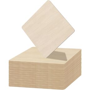 40 قطعة 2.7 × 2.7 بوصة قطع خشبية غير مكتملة، شرائح خشبية طبيعية فارغة مربعة مع زاوية مستديرة لطلاء الحرف اليدوية، بلاط الخربشة، تزيين الحائط in Kuwait