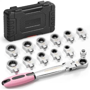 haisstronica Metric Reversible Ratcheting Combination Wrench Set, 6PCS 8-15mm CR-V Open End Ratchet Wrench For Auto,DIY,Gifts