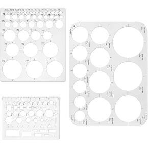 4 Pieces Circle Template for Drawing, Measuring Rulers Circle Stencil, Plastic Circle Templates for Drafting, Large and Small Circle & Oval Circle, Geometry Digital Drawing for Building Formwork