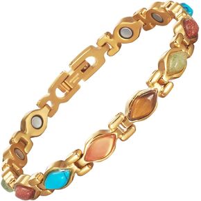 Magnetic Bracelets for Women, Gold Stainless Steel Magnetic Bracelet, Fashion Magnetic Jewelry (0092G1)