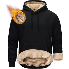 KEFITEVD Men's Pullover Hoodie Thick Sherpa Lined Hooded Sweatshirt Winter Warm Fleece Hoodie Athletic Workout Sweatshirts