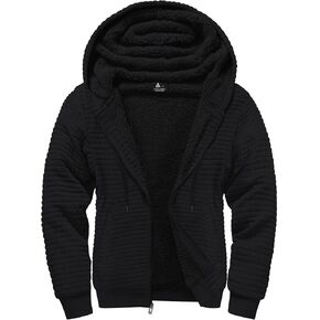 GEEK LIGHTING Hoodies for Men Sweatshirts Zip Up Jacket Sherpa Lined Fleece Plaid Jacquard
