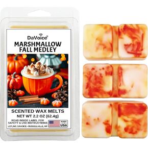 Fall Wax Melts Wax Cubes Soy Wax Blend Melt - Caramel Apple Cinnamon Wax Melts Fall Scents Long Lasting - Fall Scented Wax Melts (Caramel Apples, 2.2 oz, 6 Cubes)