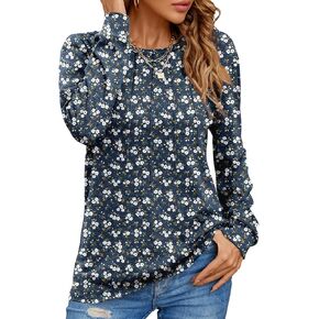 GOUCEHN Women Long Sleeve Shirts Casual Crewneck Blouses Dressy Fashion Tunic Tops S-3XL