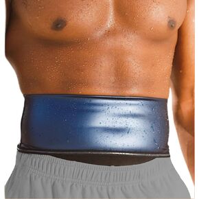 Waist trainer Slimmer Wrap for Men Sauna Belt Workout Slim Body Sweat Wrap for Stomach and Back Lumbar Support Blue L/XL