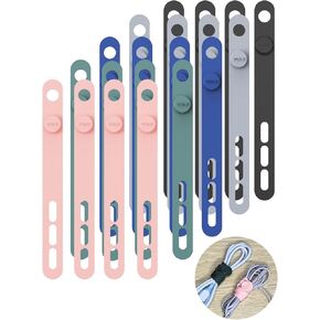 20Pcs Reusable Cable Ties, TOPK Silicone Straps Cable Ties, Wire Organizer for Earphone, Phone Charging Cable, HDMI, Mouse in Home Office Table Desk Black