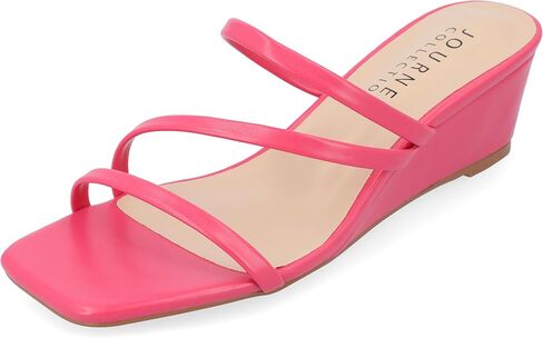 صندل نسائي بكعب عريض من Journee Collection Takarah مع مقدمة مفتوحة وكعب سهل الارتداء in Kuwait