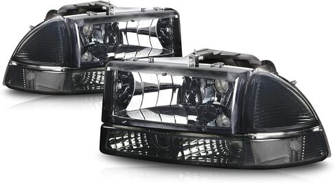 PM PERFORMOTOR Smoke Lens Amber Headlights Replacement Compatible with 98-04 Durango / 97-04 Dakota, PMHL-DODA-9704-4P-OH-SA in Saudi Arabia