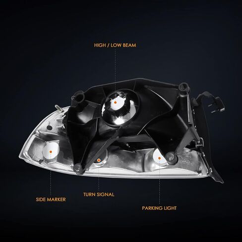 PM PERFORMOTOR Smoke Lens Amber Headlights Replacement Compatible with 98-04 Durango / 97-04 Dakota, PMHL-DODA-9704-4P-OH-SA in Saudi Arabia