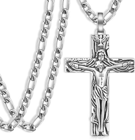 925 Sterling Silver Crucifix/Caravaca/Orthodox Pendant Necklace for Men Women Jesus Jewelry Gifts in Kuwait